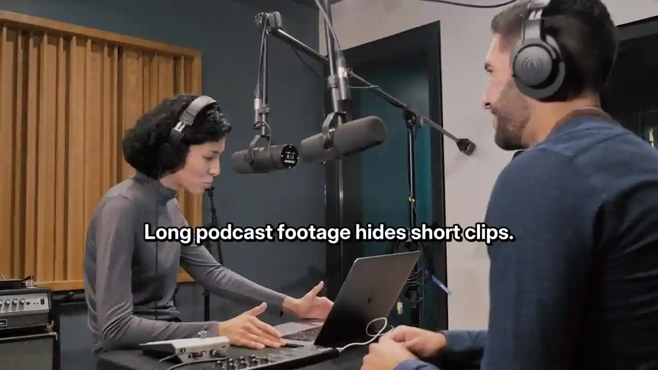 Long podcast video source before short-form clip editing